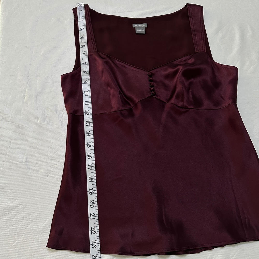 Ann Taylor Camisole Top Womens 6 Burgundy Satin Poetcore Dark Romantic Coquette - Picture 6 of 13